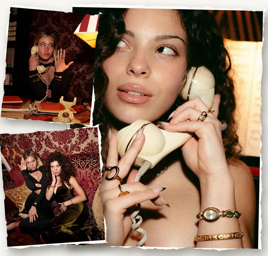 Women wearing CADUCCI watches and jewelry in a vintage Italian apartment
