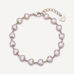 CADUCCI Amore Bracelet in silver with heart-cut crystals and a heart charm engraved with the CADUCCI logo