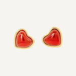 CADUCCI Amore Earrings in gold, red heart stud earrings