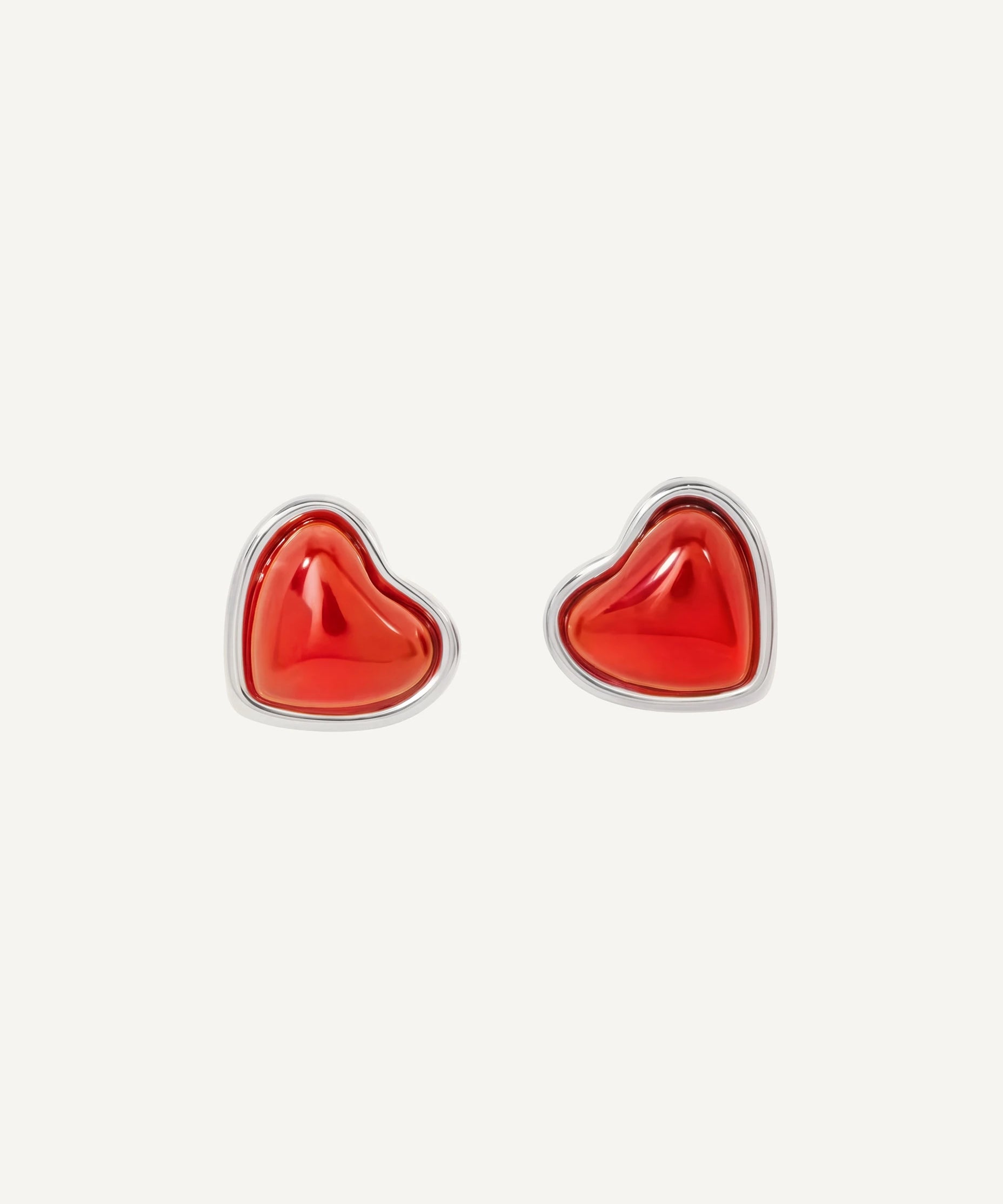 CADUCCI Amore Earrings in silver, red heart stud earrings