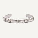 CADUCCI Belluno Bracelet in silver, an open cuff engraved with suns, moons and stars, front view