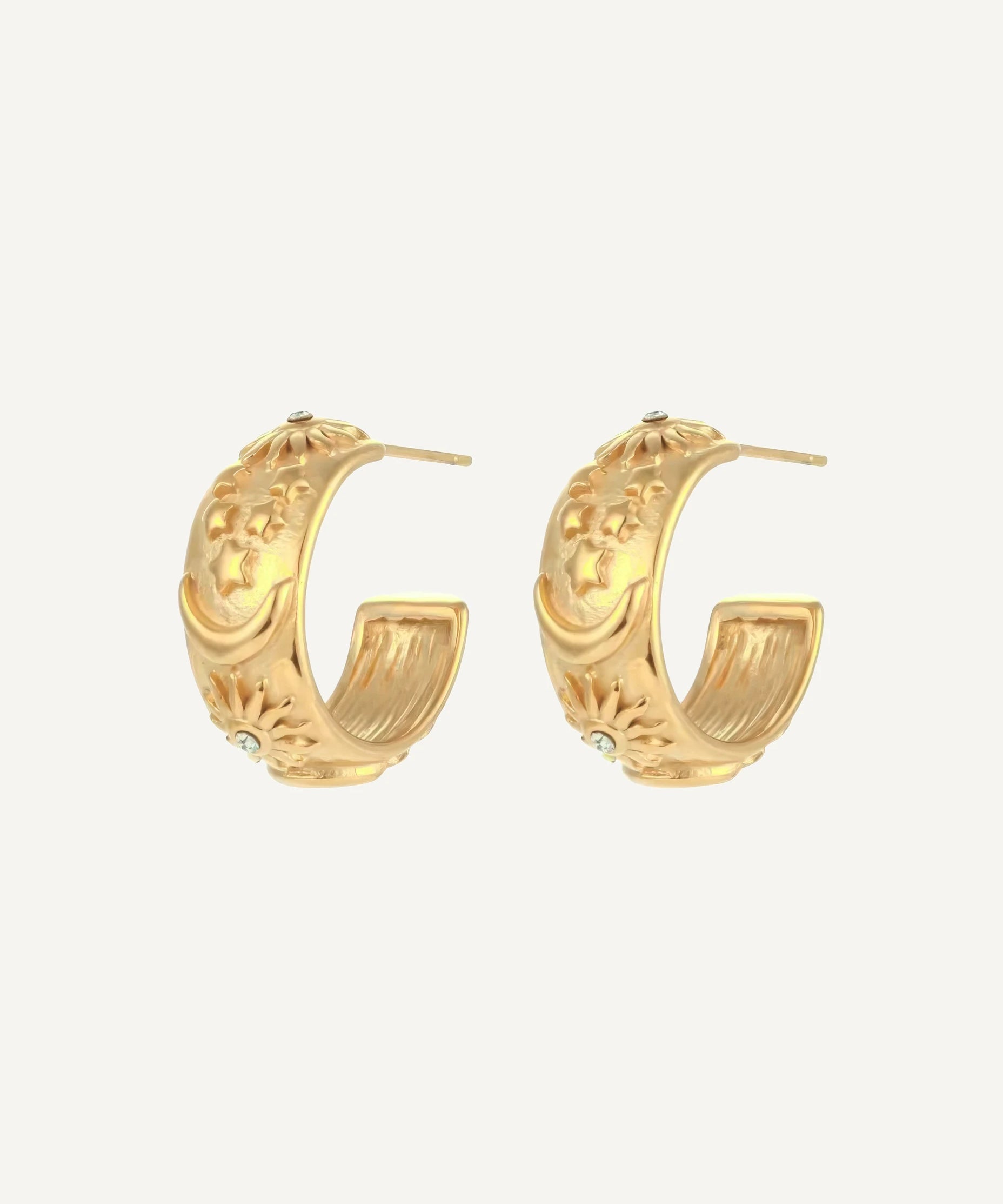 CADUCCI Belluno Earrings in gold, hoop earrings with suns, moons and stars