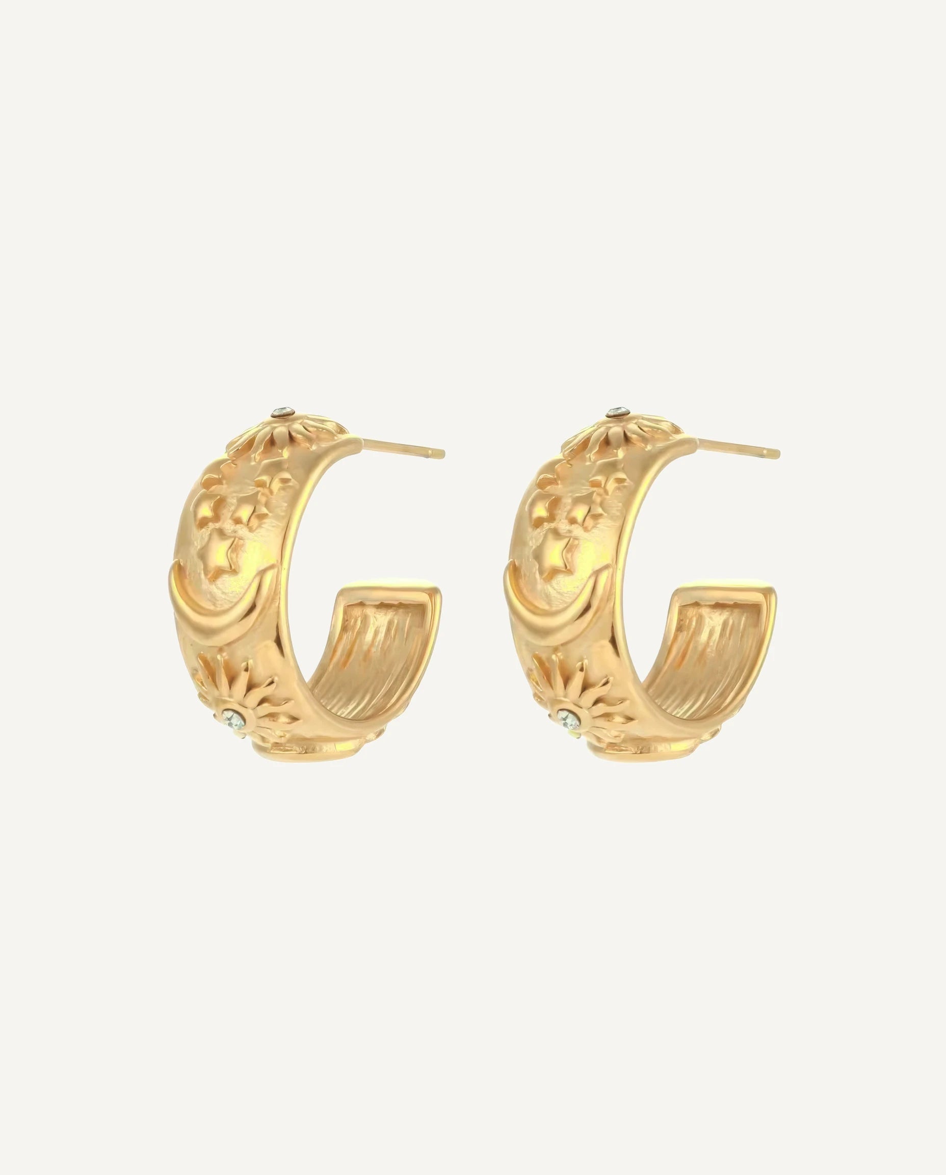 CADUCCI Belluno Earrings in gold, hoop earrings with suns, moons and stars