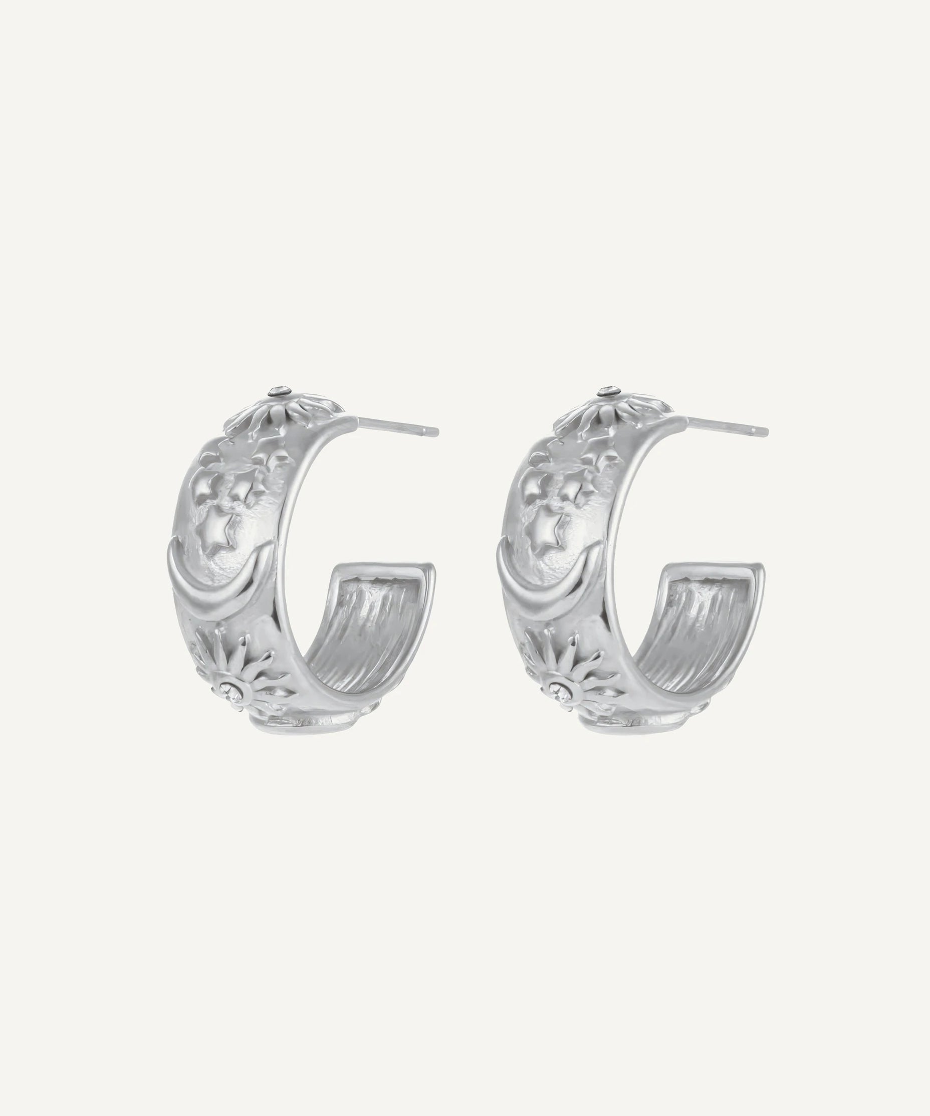 CADUCCI Belluno Earrings in silver, hoop earrings with suns, moons and stars