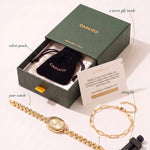 What you'll receive: CADUCCI gift box, your watch, free 18k bracelet, sizing kit, velvet pouch, secret gift card