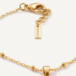 CADUCCI Capri Necklace in gold, close-up of the satellite chain, the clasp and the tag engraved with the CADUCCI logo