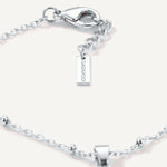 CADUCCI Capri Necklace in silver, close-up of the satellite chain, the clasp and the tag engraved with the CADUCCI logo