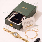 What you'll receive: CADUCCI gift box, your watch, free 18k bracelet, sizing kit, velvet pouch, secret gift card