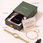 What you'll receive: CADUCCI gift box, your watch, free 18k bracelet, sizing kit, velvet pouch, secret gift card