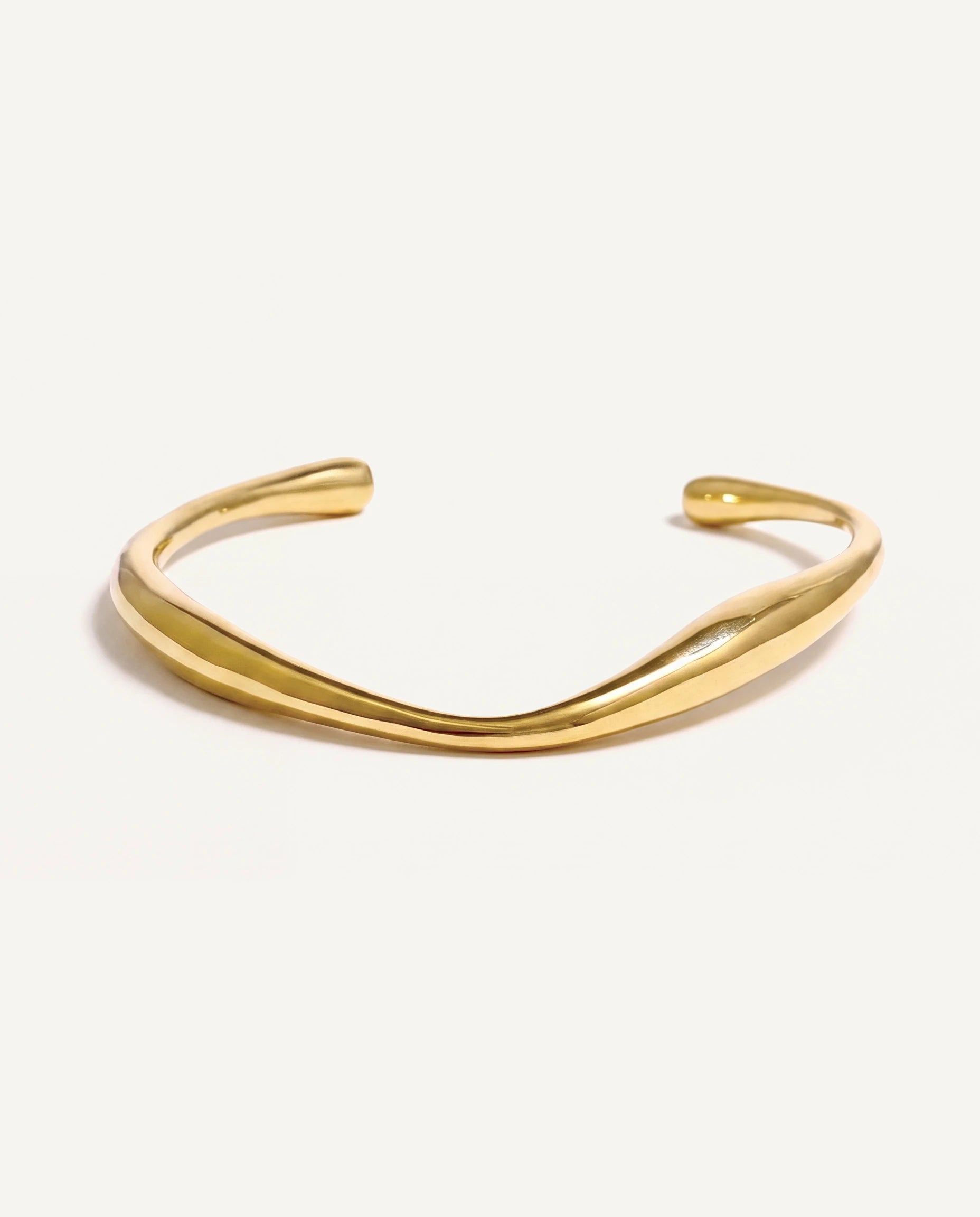 CADUCCI Montale Bracelet in gold, polished open cuff with an organic wave shape