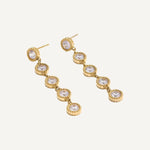 CADUCCI New Venezia Earrings in gold, long crystal drop earrings