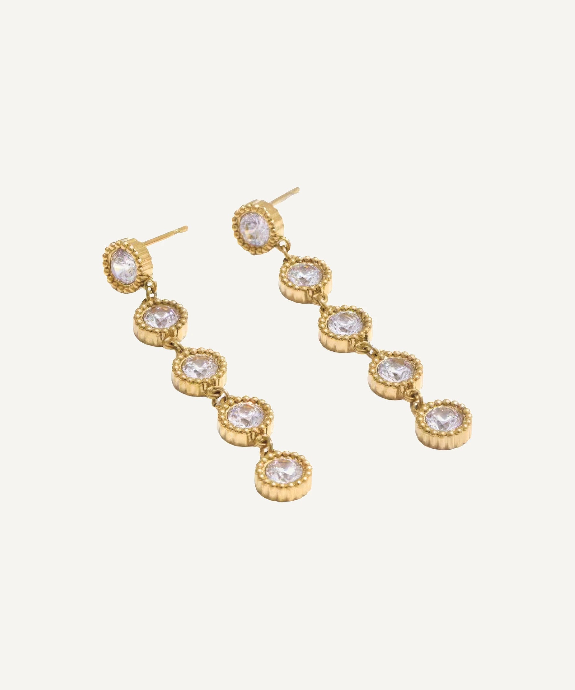 CADUCCI New Venezia Earrings in gold, long crystal drop earrings