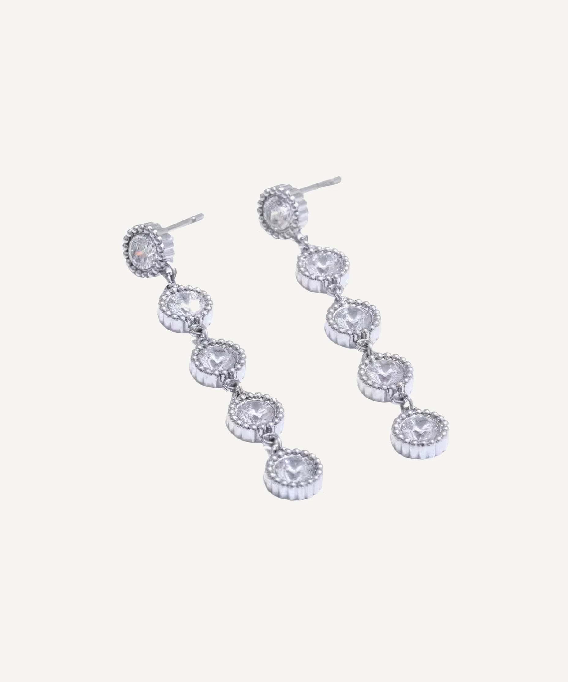 CADUCCI New Venezia Earrings in silver, long crystal drop earrings