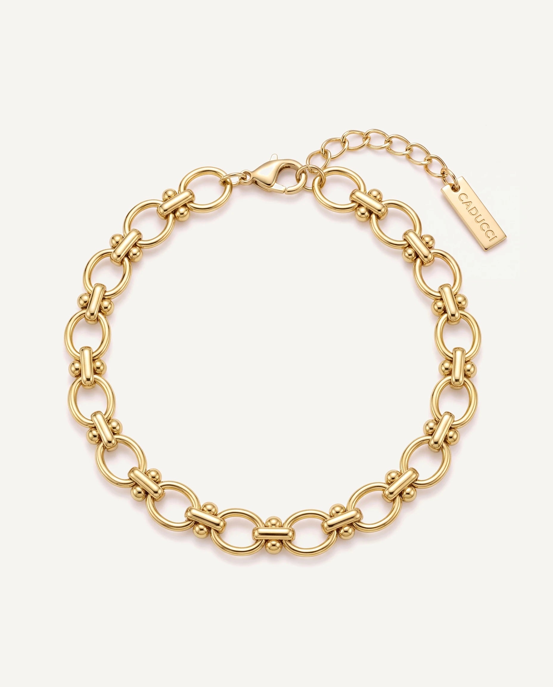 CADUCCI Portofino Bracelet in gold with engraved rectangular tag