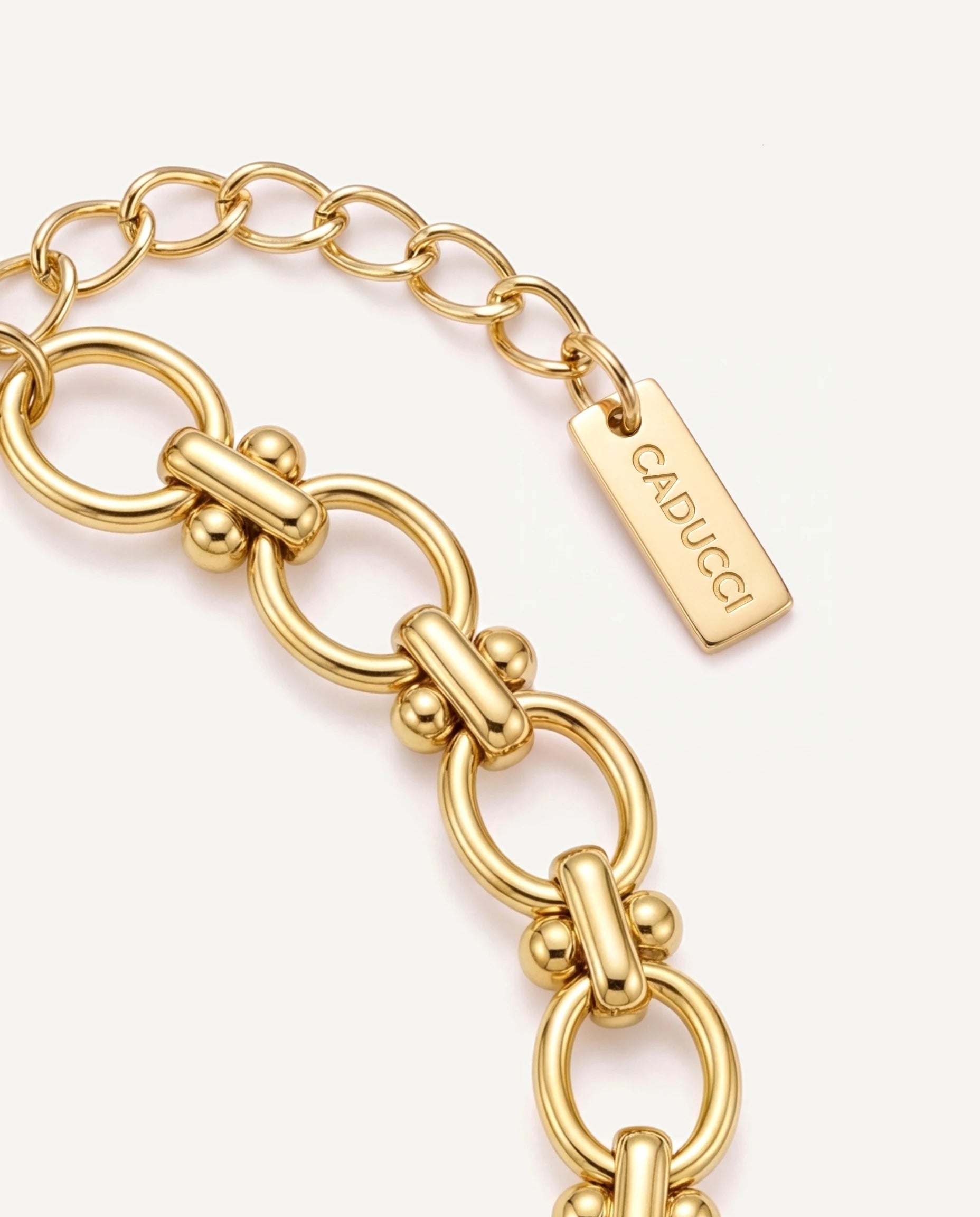 CADUCCI Portofino Bracelet gold links, extender and engraved tag
