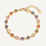 CADUCCI Roma Bracelet in gold with multicolour round stones and a disc tag engraved with the CADUCCI logo