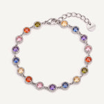 CADUCCI Roma Bracelet in silver with multicolour round stones and a disc tag engraved with the CADUCCI logo