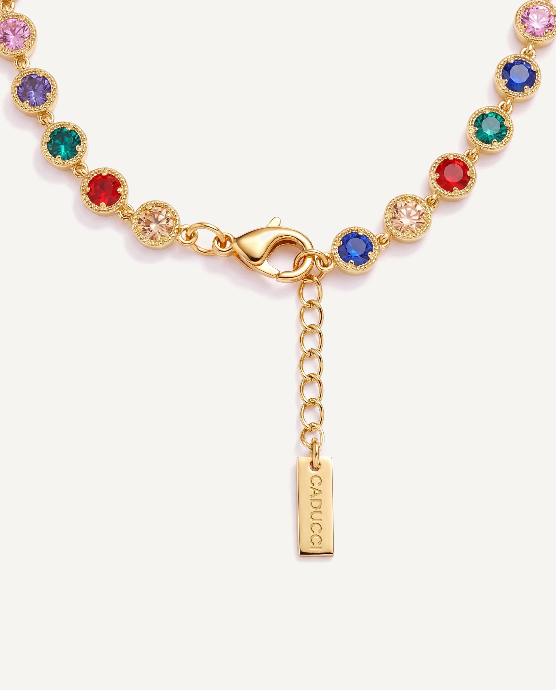 CADUCCI Roma Necklace gold clasp, extender and engraved tag