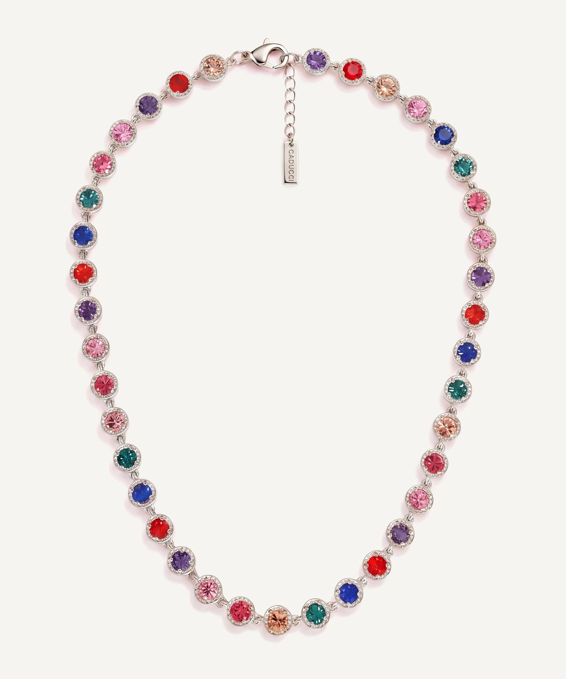 CADUCCI Roma Necklace in silver with colored crystals