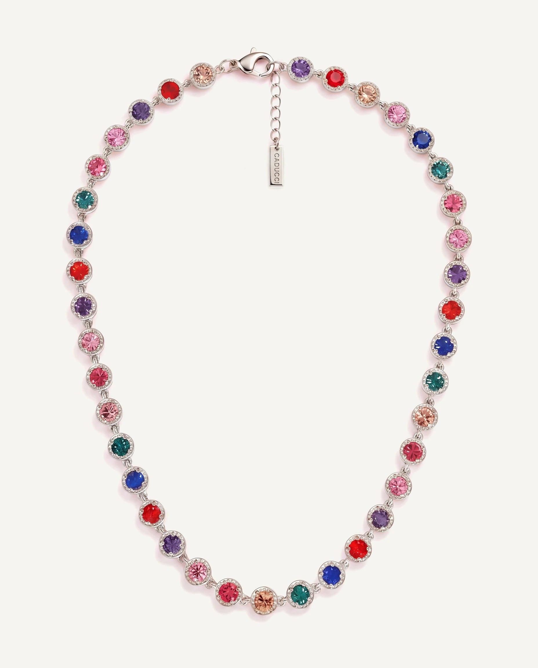 CADUCCI Roma Necklace in silver with colored crystals