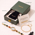 What you'll receive: CADUCCI gift box, your watch, free 18k bracelet, sizing kit, velvet pouch, secret gift card