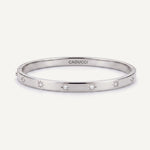 CADUCCI Venezia Bracelet in silver, slim hinged bangle with star-set crystals and the CADUCCI logo engraved inside