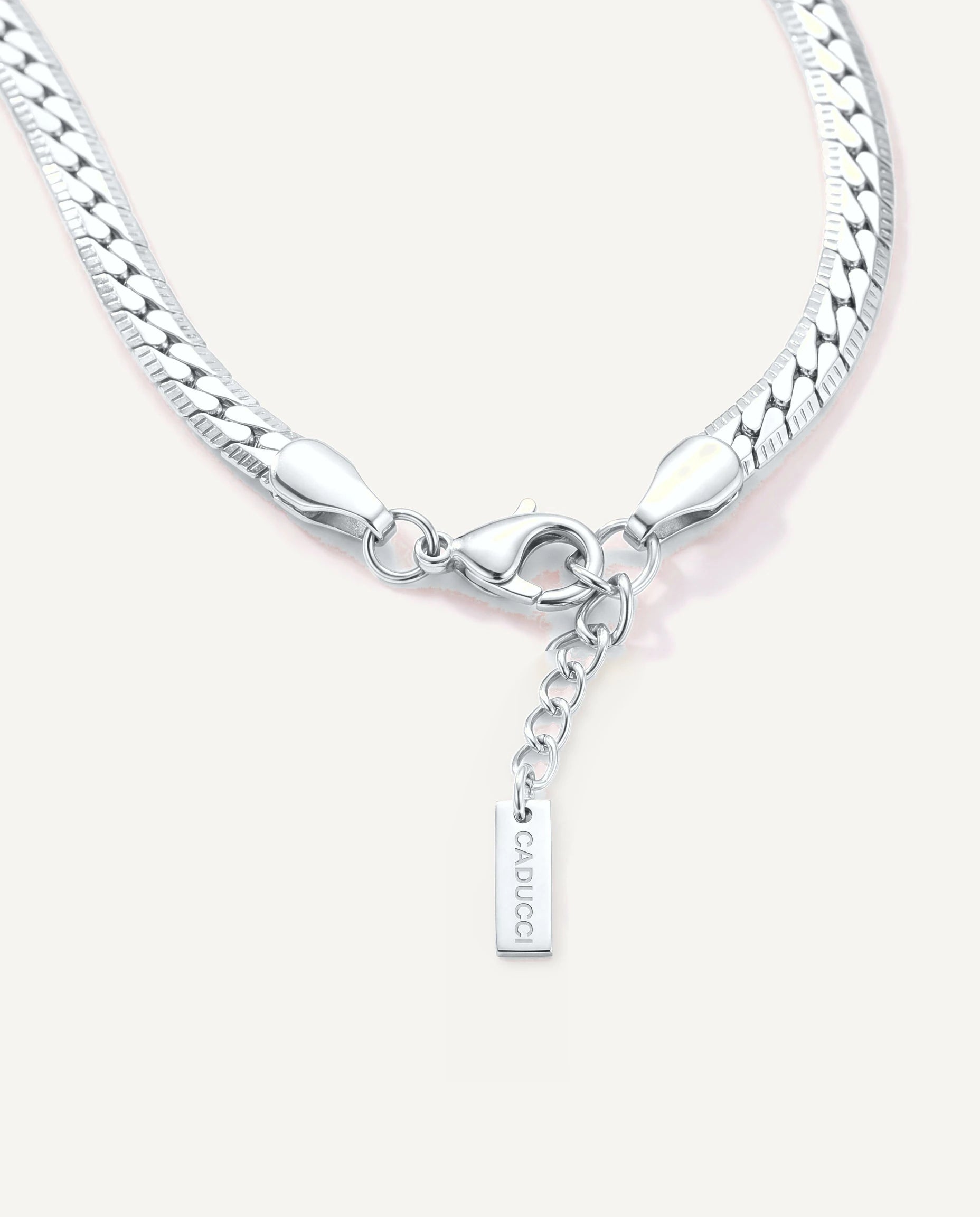 CADUCCI Venezia Necklace silver clasp, extender and engraved tag