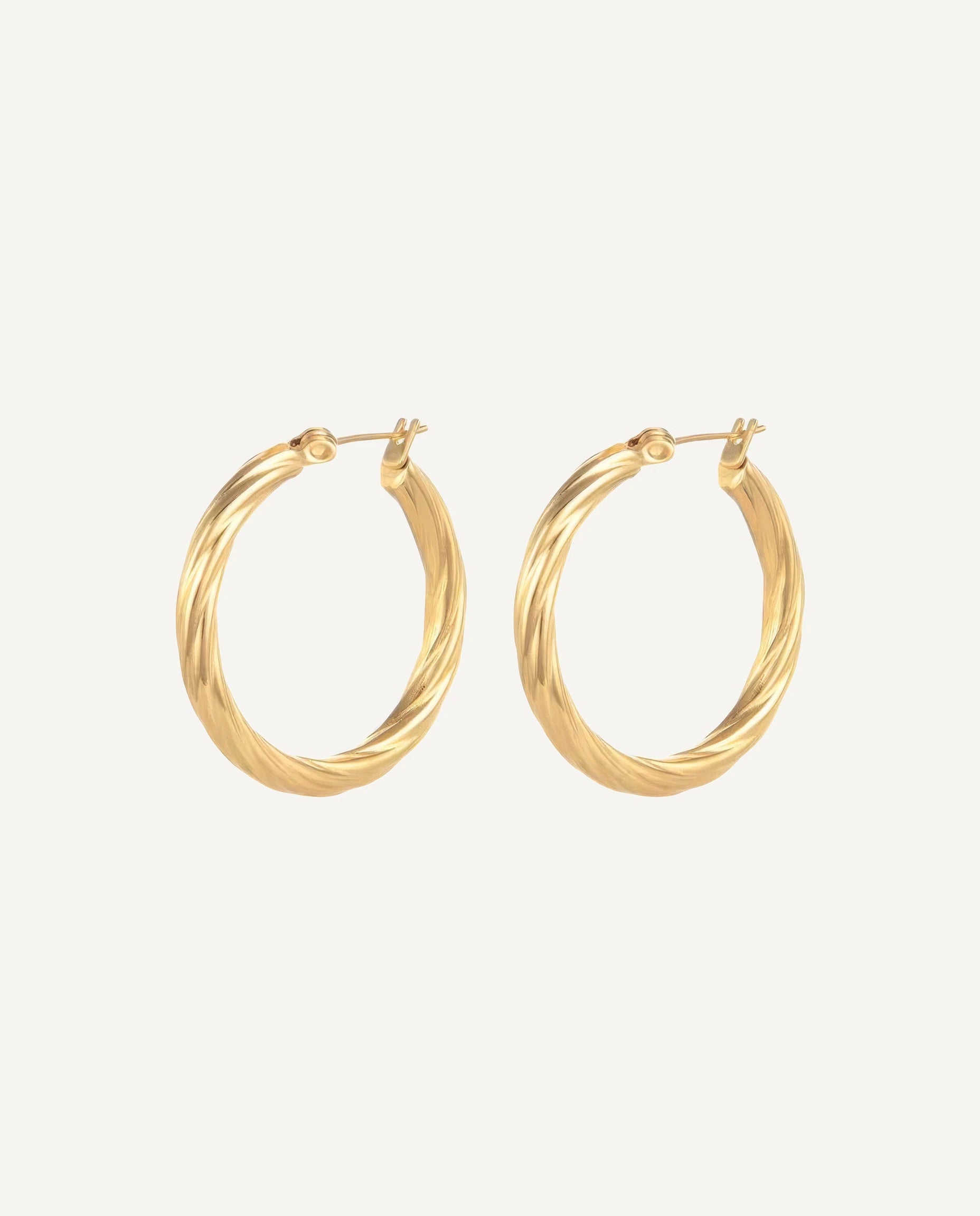 CADUCCI Vento Earrings in gold, twisted hoop earrings