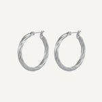 CADUCCI Vento Earrings in silver, twisted hoop earrings